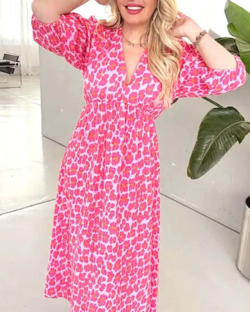 Women's V-Neck Print Dress