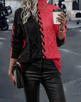Elegant Striped Jumper With High Collar