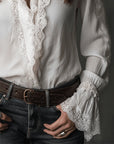 Lace Ruffle Bell Sleeve Blouse
