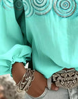 V-Neck Placement Print Blouse