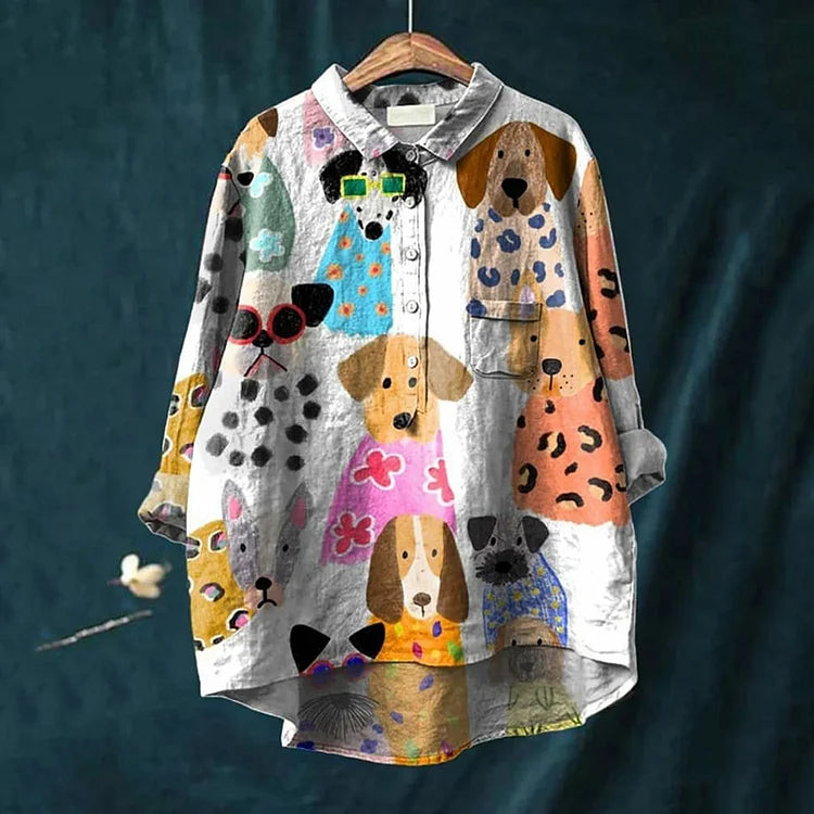 Fiona Dog Art Shirt with Playful Print