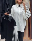 Contrast Line Long-Sleeved Shirt