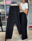 Stylish High-Waisted Shiny Wide-Leg Pants