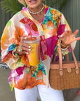 Oil Painting Style Long-Sleeved Blouse