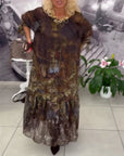 Elegant Floral Print Long Dress
