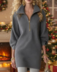 Zippered Stand-Up Collar Sweater