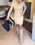 Button-Detail Long-Sleeve Dress