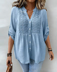 Plus Size Lace Spliced Shirt