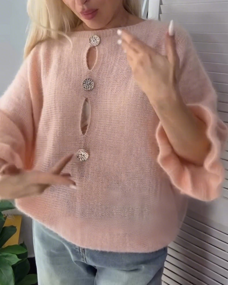 Flare Sleeve Cut Out Elegant Sweater