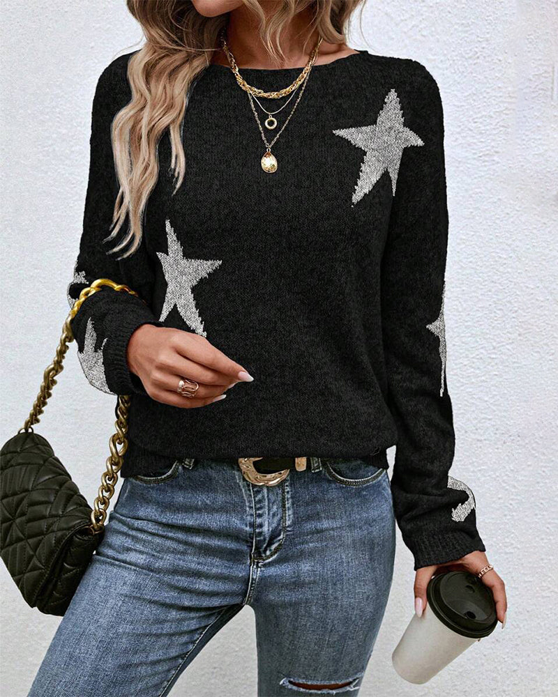 Fashionable Five-Pointed Star Sweater