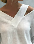Stylish V-Neck Off-The-Shoulder Top