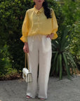 Long Sleeve Button Casual Blouse