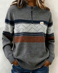Long-Sleeved Color Blocked Sweater