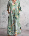 Chic Boho Floral Print Midi Dress