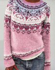 Pink Graphic Print Knit Jumper