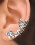 Nature-Inspired Leaf Earrings in Silver