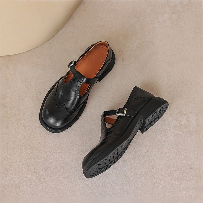 Chic Leather Mary Jane Shoes for Ladies