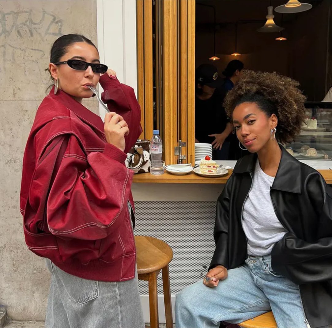 Oversized Leather Bomber Jacket