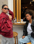 Oversized Leather Bomber Jacket