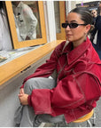 Oversized Leather Bomber Jacket