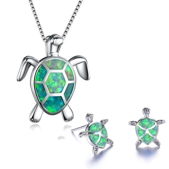Sea Turtle Necklace and Earring Set