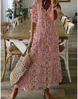 Boho Vintage V-Neck Printed Dress