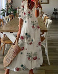 Boho Vintage V-Neck Printed Dress