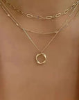 Vintage Gold Layered Chain & Pendant Necklace