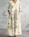 Chic Boho Floral Print Midi Dress