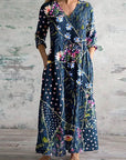 Chic Boho Floral Print Midi Dress