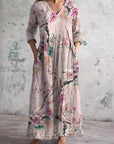 Chic Boho Floral Print Midi Dress